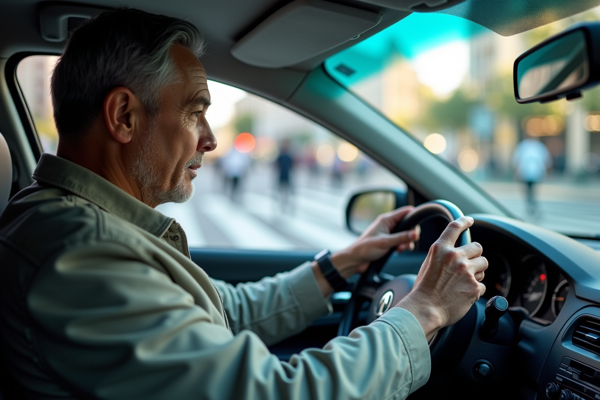 Chauffeur VTC attendant au bord de la rue en ville