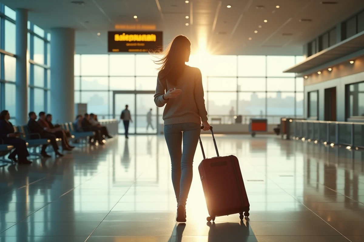 Jeune femme marchant dans l