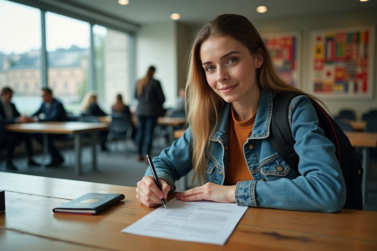 Femme remplissant des formulaires avec son passeport expiré