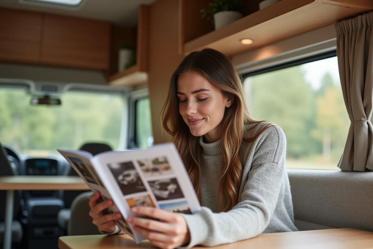 Femme lisant une brochure dans l