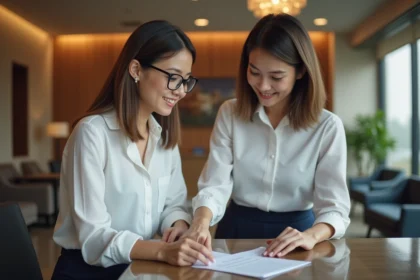 Femme en réunion à l'ambassade d'Indonesie