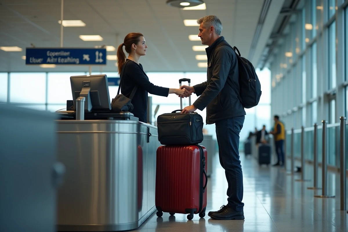 Homme remettant sa valise à l