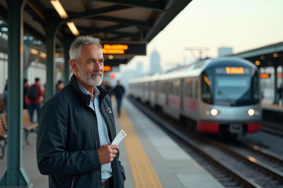 Homme attendant sur une plateforme de train à Los Angeles