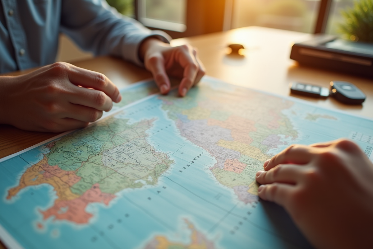 Permis de conduire internationaux sur une table en voyage