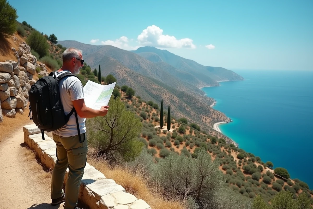 Randonnée dans la péninsule du Magne avec vue panoramique sur les oliviers et les chapelles byzantines depuis Areopoli